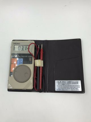 Vintage Hioki Pocket Digital Multimeter Card,  Tester 3240 W Leads & Case Japan