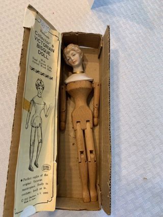 Shackman Victorian Handmade Doll Bisque Head Wooden Jointed Body Nos