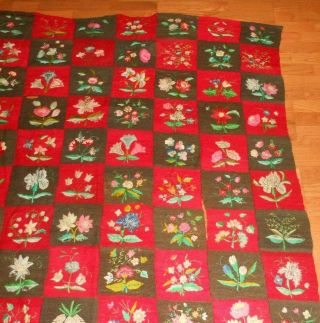 antique block quilt hand embroidered flowers 5