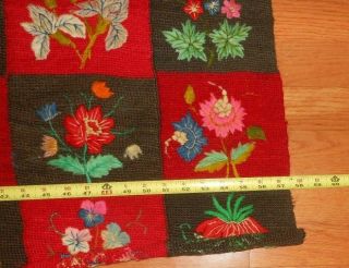 antique block quilt hand embroidered flowers 6