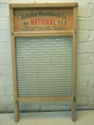 Vintage National Washboard Co.  No.  513,  W/ Victory Glass Washboard