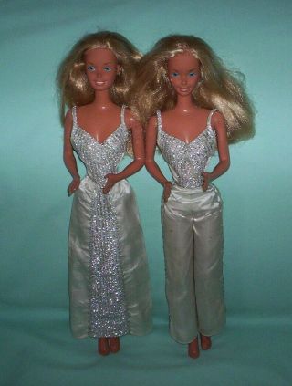 2 Vintage 1976 Supersize Superstar Barbie 18 " Dolls W/rhinestone Jewelry Clothes