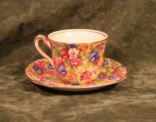 Antique Royal Winton Grimwades " Sweet Pea " Cup & Saucer Made In England