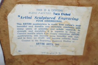 Vintage Artini Art Plaque Man w Apples SCULPTURE Four Dimensional Twin Etched 5