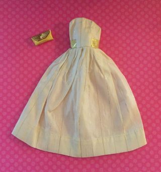 Vintage Barbie Size Clone Cream Ivory Dress,  Purse