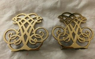 Set Of 2 Virginia Metalcrafters Solid Brass Bookends Thomas Jefferson Cipher