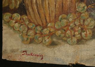 Antique Polish impressionist oil painting still life Signed Pankiewicz 7