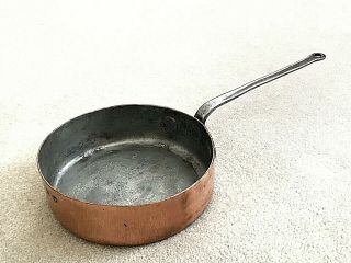 Vintage Heavy Primitive Handmade Copper Frying Pan Pot 8.  5 " Di X 2.  5 D Cond
