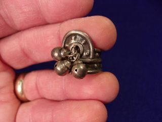 Extremely Old Vtg Antique Mexican " Taxco 980 " Sterling Silver Ring,  Jingle Bells