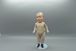 Antique Germany Porcelain Bisque Doll Large Cap Impish Character Limbach 1900
