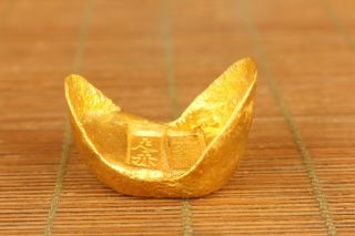 Chinese Old Brass Hand Carved Guangguang Shoe - Shaped Brass Ingot Coin