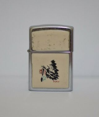 Antique Vintage Indian Chief Head Zippo Lighter Bradford Pa