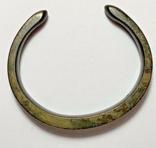 Intact Ancient Roman Bronze Bracelet With Two Heads Of Snakes 45gr 57.  7mm