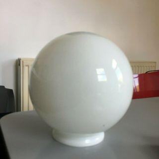 Vintage White Art Deco Glass Globe Lamp Round Shade For Chrome Fitting