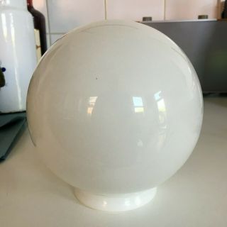 vintage white Art Deco glass globe lamp round shade for chrome fitting 2