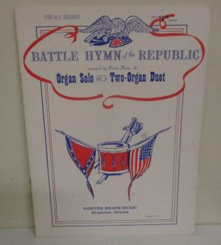 Vintage Sheet Music: Battle Hymn Of The Republic - Organ Solo Or Two - Orgam Duet