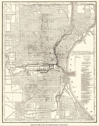 1923 Antique Milwaukee Map Vintage City Map Of Milwaukee Wisconsin 6142