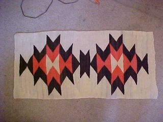 Vintage Navajo Native American Small Wool Saddle Blanket / Rug 37 X 18