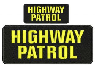 Highway Patrol Embroidery Patches 4x10 And 2x5 Hook On Back