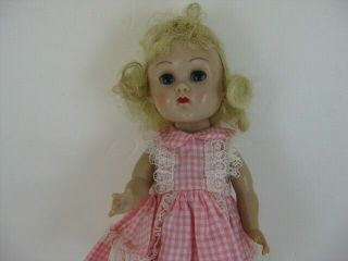 Vintage Vogue Ginny Doll Blond W/ Blue Eyes & Pink Alexander - Kins Tagged Dress
