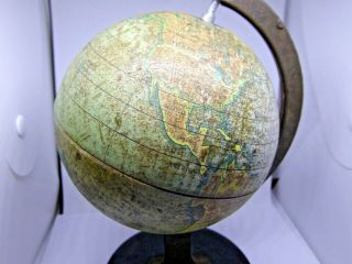 1930 English Reliable Series Litho Tin World Map Terrestrial Globe Atlas - Stand 2