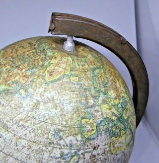 1930 English Reliable Series Litho Tin World Map Terrestrial Globe Atlas - Stand 4