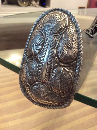 Antique Middle Eastern Solid Silver And Horn Insence Burner Holder