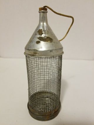 Vintage Fishing Metal Wire Cricket Cage Cork Stopper 2