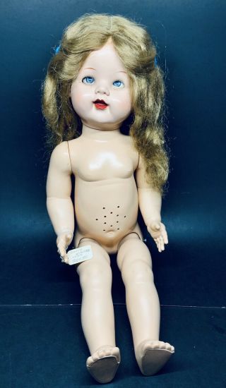 Vintage Saucy Walker Doll 28” 1952 Ideal Toy Corp Still Makes Noise