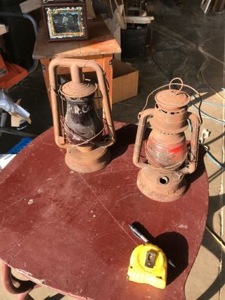 2 Antique Lanterns One Pr Company Number 210 The Other Dietz Little Wizard