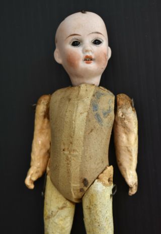 ANTIQUE - 7.  5” - Bisque Head,  Glass Eyes - PaperMache Body - Michaelis,  Germany 4