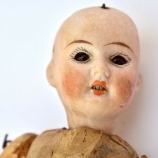 ANTIQUE - 7.  5” - Bisque Head,  Glass Eyes - PaperMache Body - Michaelis,  Germany 7