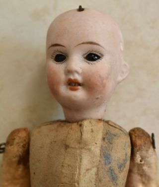 ANTIQUE - 7.  5” - Bisque Head,  Glass Eyes - PaperMache Body - Michaelis,  Germany 8