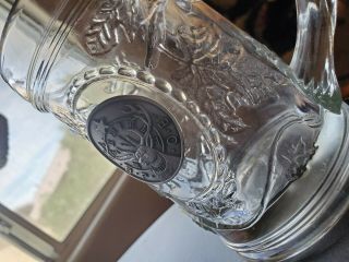 Vintage B.  P.  O.  E.  Elks Glass Beer Mug Stein Embossed Leaf W/ Crest Bpoe
