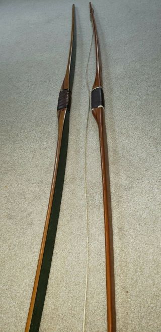 2 Vintage Long Bows Archery Hunting.  Antique.