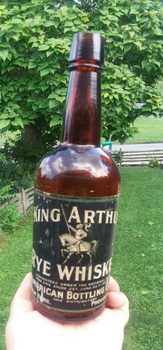 Antique Paper Label King Arthur Rye Whiskey Bottle American Bottling Corp.  Ny Ri