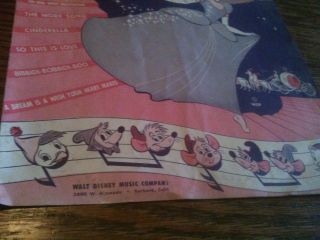 1949 Walt Disney ' s Cinderella Sheet Music Magic Song Vintage RARE 4