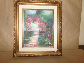 Vintage Floral Landscape Oil Painting Artist Signed C Jeffey