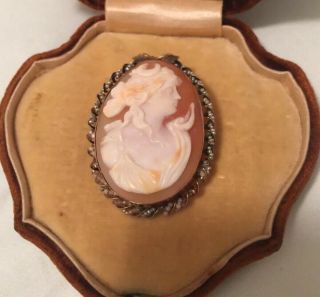 Antique 10k Tiny Pearls Cameo Pin Pendant Nicely Done