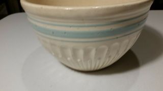 Stoneware Crock Pottery White w/ Blue Ring Mixing Dough Bowl Kitchen Ware USA 2