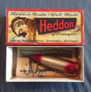 Vintage Fishing Lure Heddon Chugger Spook 9540 Silver Fish W/red W/box