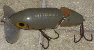 Vintage Fred Arbogast Jointed Jitterbug Fishing Lure Grey Scale Shad