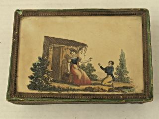 Antique French Or English Candy Box " A Proposal " C.  1820 Keepsake Box