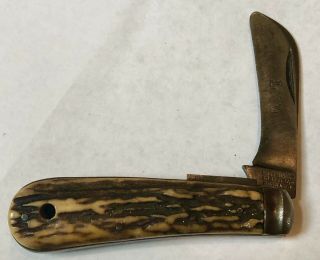 Antique Ixl Hawkbill Pocket Knife Stag Handle Wostenholm Sheffield England