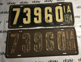 Antique Set 1914 Iowa License Plates 73960