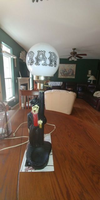 Vintage Charlie Chaplin Lamp Comes With An Extra Glass Bar Bulb Cover