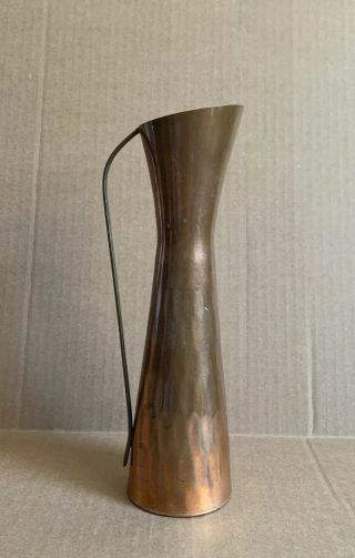 Vintage Copper And Brass Pitcher 9.  75” Tall