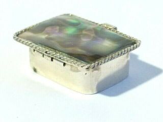 1975 Vintage Imported Sterling Silver 925 Miniature Pill Box MoP Abalone Lid 3