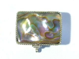 1975 Vintage Imported Sterling Silver 925 Miniature Pill Box MoP Abalone Lid 4