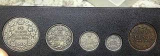 1908 - 1998 Canada 90th Anniversary Antique Coin Set Sterling Silver,  1c - 50c